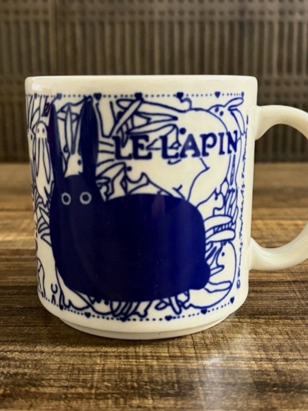 Vintage Taylor & Ng Le Lapin Blue Rabbit Orgy Naughty Bunny Coffee Mug Japan
